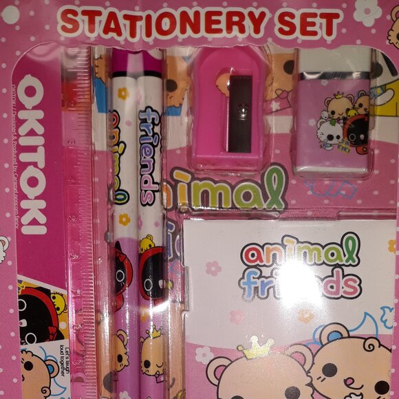 OKITOKI  Child Stationery Set -Ruler, 2 Pencils,Pad, Sharpener,Eraser Unisex NEW - Picture 1 of 6